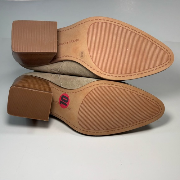 Lucky Brand Sogn Western Tan Suede Ankle‎ Boot Silver Buckle Detail Size 10 Boho - Picture 4 of 7